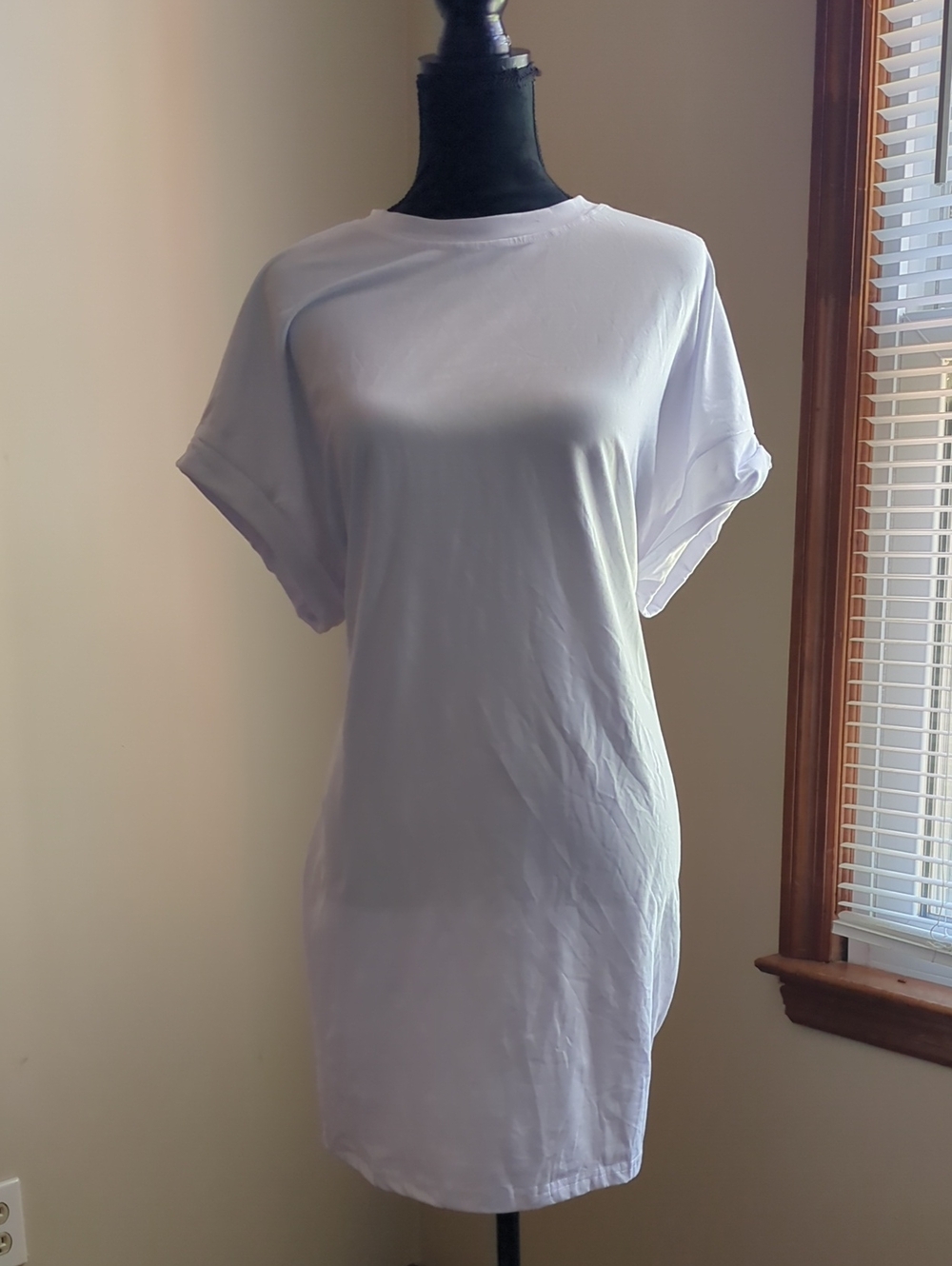 Classic White Crewneck T-Shirt Dress